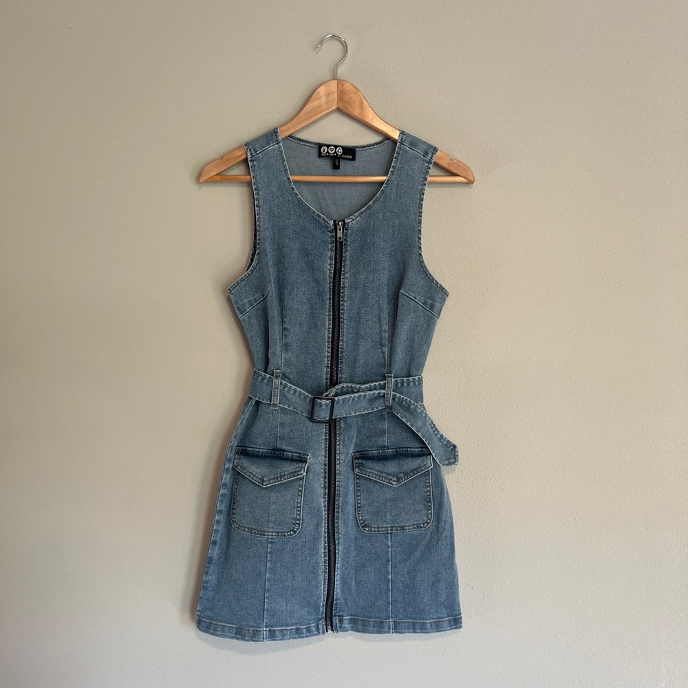 Denim zip front dress